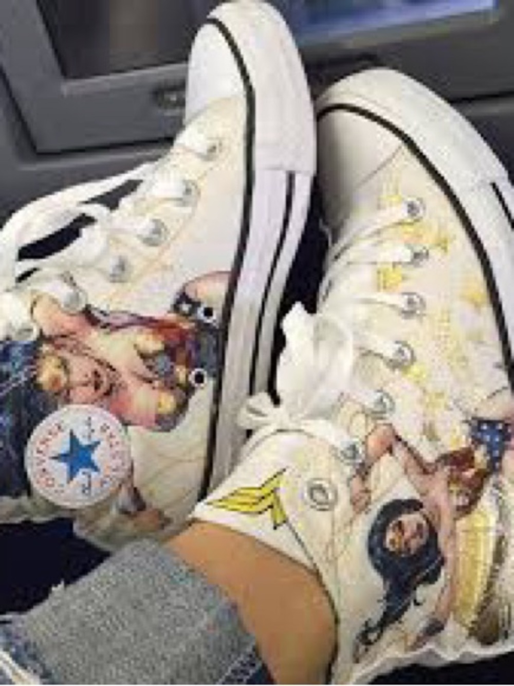 Converse White High-Top Sneakers with Wonder Woman Graphics